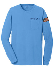 Load image into Gallery viewer, Super Soft Beach Wash™ Garment-Dyed Long Sleeve POCKET Tee (Blue Moon) w/ Full Decal Back