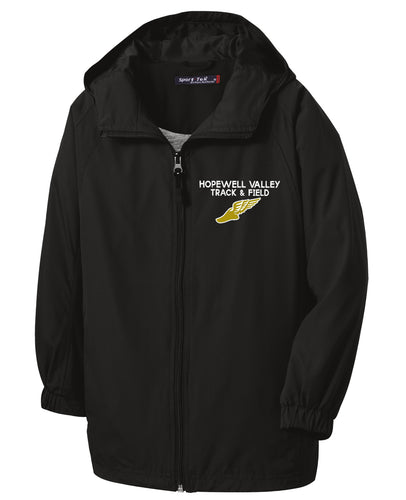 Sport-Tek® Hooded Raglan Windbreaker Jacket (BLACK)