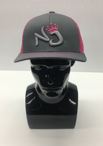 PACIFIC HEADWEAR: 3D PUFF LETTERING LADIES TRUCKER SNAPBACK GRAPHITE/PINK