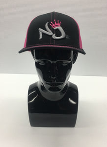 PACIFIC HEADWEAR: 3D PUFF LETTERING LADIES TRUCKER SNAPBACK BLACK/PINK